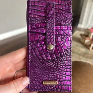 BRAHMIN PURPLE POTION MELBOURNE METALLIC LEATHER CREDIT CARD SLIM WALLET NWT~HTF